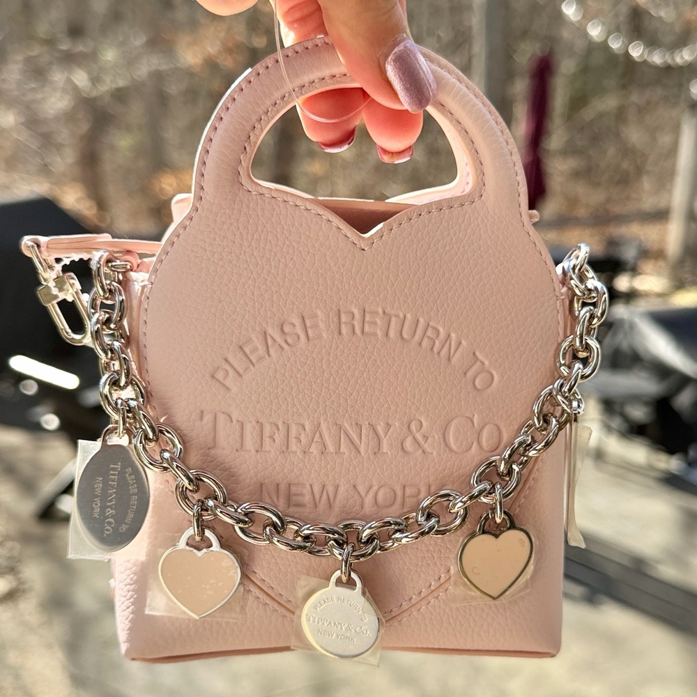 Tiffany & Co. Return To Tiffany Pink Micro Tote Crossbody Charms On Chain NWT - Picture 12 of 12